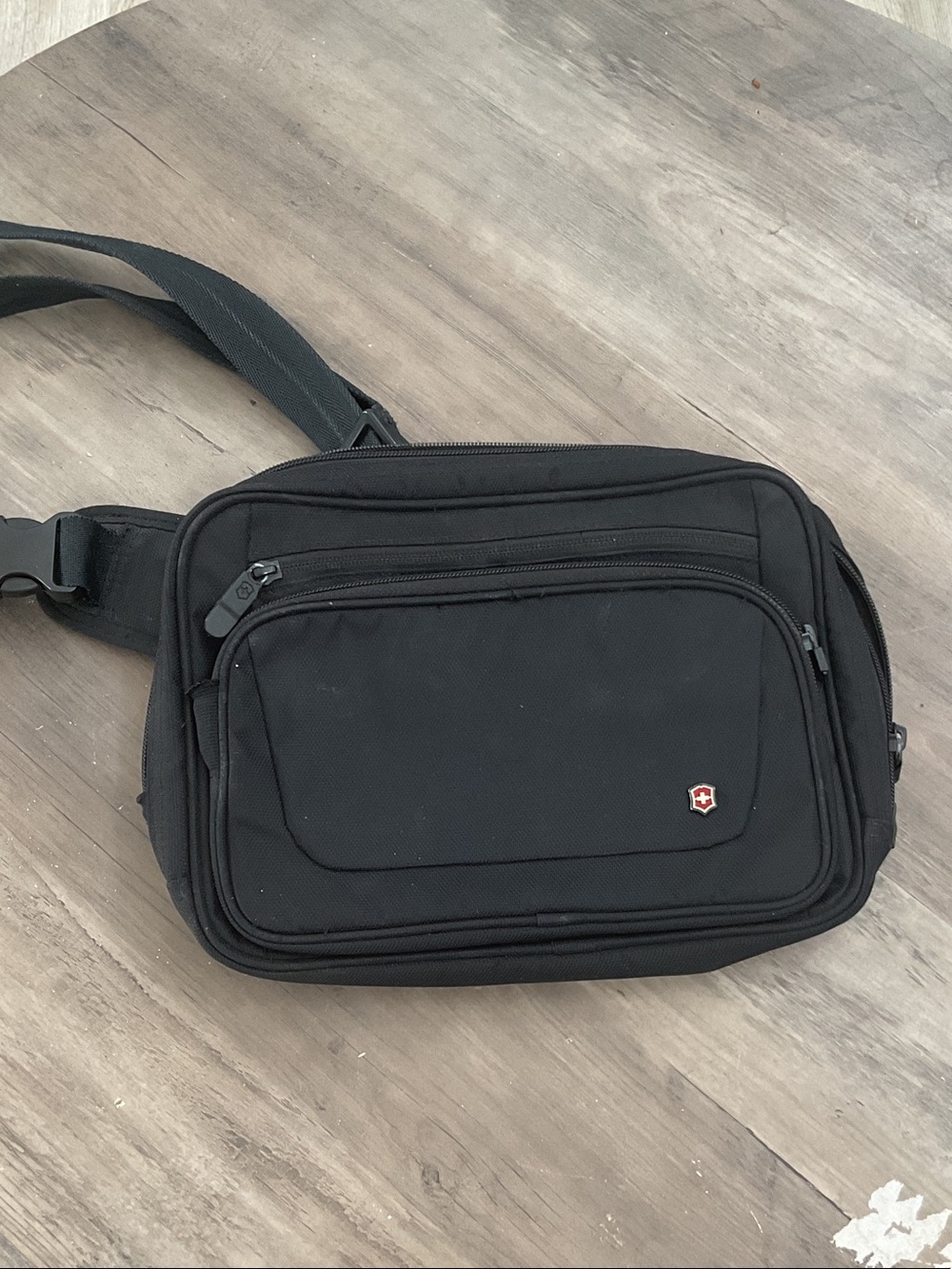 Victorinox Black Sling Waist Bag with Small Red Shield Logo